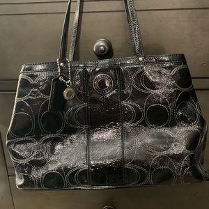 Coach large patient leather monogram